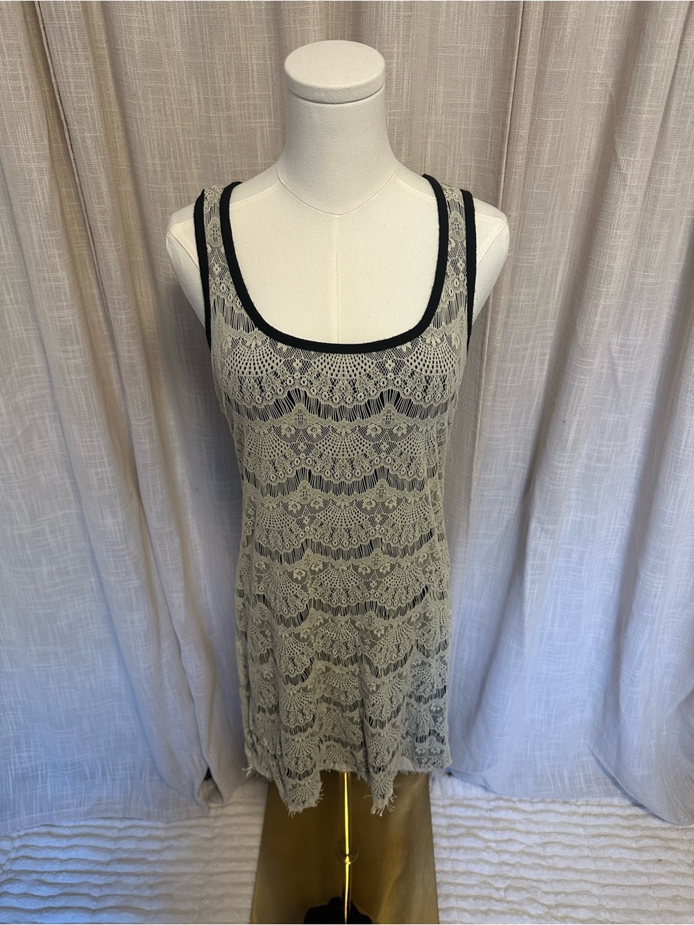INC International Concepts Lace with Black Trim Dress
